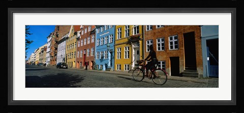Framed Woman Riding A Bicycle, Copenhagen, Denmark Print