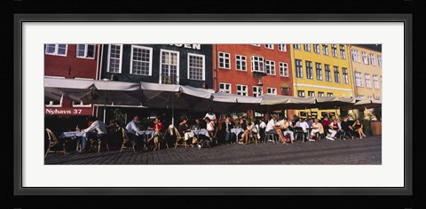 Framed Tourists In A Road Side Restaurant, Nyhavn, Copenhagen, Denmark Print