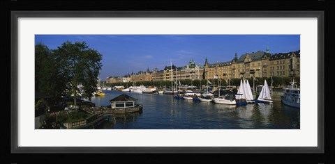 Framed Boats In A River, Stockholm, Sweden Print