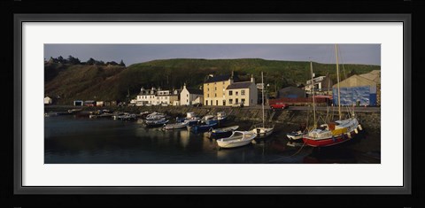 Framed Boats Moored At The Dock, Stonehaven, Scotland, United Kingdom Print