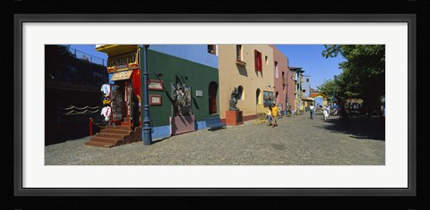 Framed Multi-Colored Buildings In A City, La Boca, Buenos Aires, Argentina Print