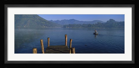 Framed Pier On A Lake, Santiago, Lake Atitlan, Guatemala Print