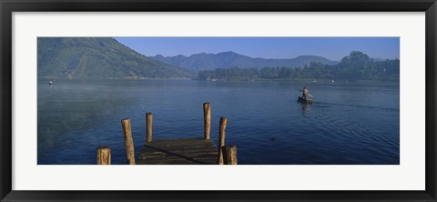 Framed Pier On A Lake, Santiago, Lake Atitlan, Guatemala Print