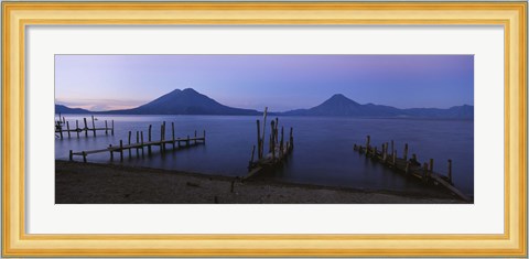 Framed Piers Over A Lake, Guatemala Print