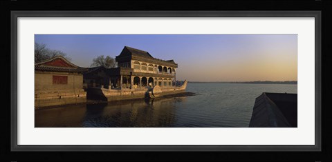Framed Marble Boat In A River, Summer Palace, Beijing, China Print