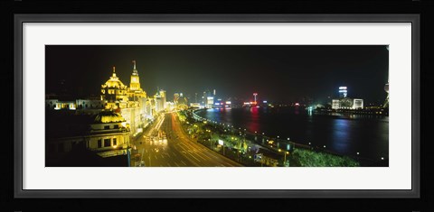 Framed Buildings Lit Up At Night, The Bund, Shanghai, China Print