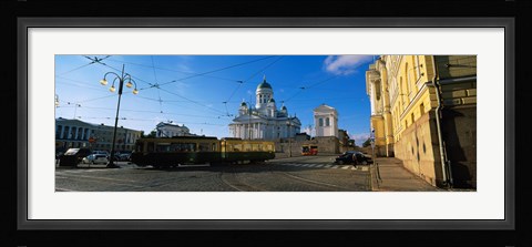 Framed Tram Moving On A Road, Senate Square, Helsinki, Finland Print