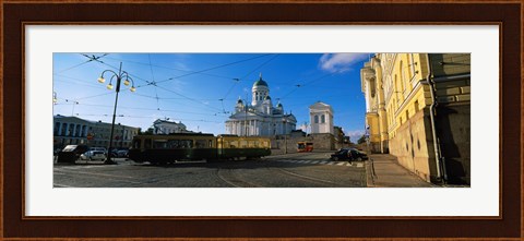 Framed Tram Moving On A Road, Senate Square, Helsinki, Finland Print