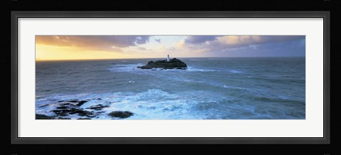 Framed Lighthouse on an island, Godvery Lighthouse, Hayle, Cornwall, England Print