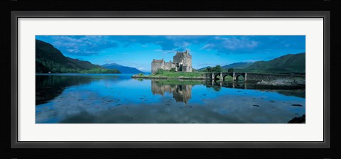 Framed Reflection of a castle in water, Eilean Donan Castle, Loch Duich, Highlands, Scotland Print