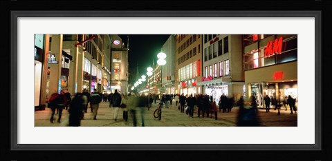 Framed Buildings in a city lit up at night, Munich, Germany Print