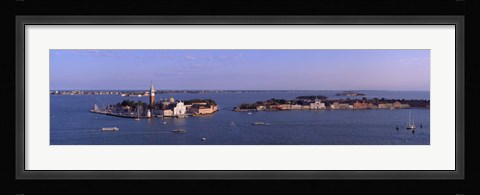 Framed High Angle View Of Buildings Surrounded By Water, San Giorgio Maggiore, Venice, Italy Print