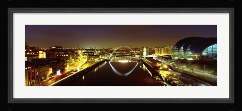 Framed Reflection Of A Bridge On Water, Millennium Bridge, Newcastle, Northumberland, England, United Kingdom Print