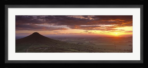 Framed Silhouette Of A Hill At Sunset, Roseberry Topping, North Yorkshire, Cleveland, England, United Kingdom Print