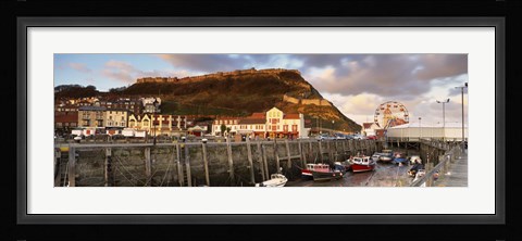 Framed Speed Boats At A Commercial Dock, Scarborough, North Yorkshire, England, United Kingdom Print