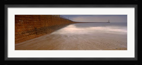 Framed Surrounding Wall Along The Sea, Roker Pier, Sunderland, England, United Kingdom Print