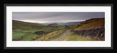 Framed High Angle View Of A Path On A Landscape, Ribblesdale, Yorkshire Dales, Yorkshire, England, United Kingdom Print