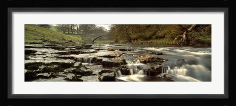 Framed Arch Bridge Over A River, Stainforth Force, River Ribble, North Yorkshire, England, United Kingdom Print