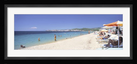 Framed Tourist on the beach, Porto Carras, Neos Marmaras, Sithonia, Halkidiki, Greece Print