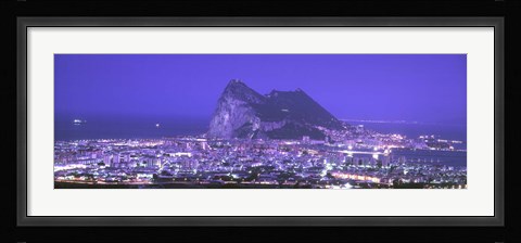 Framed High Angle View Of A City, Gibraltar, Spain Print