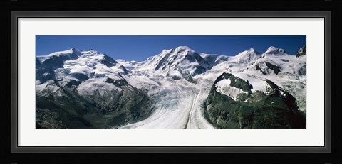 Framed Snow Covered Mountain Range and Glacier, Matterhorn, Switzerland Print