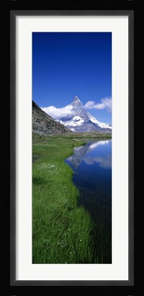 Framed Reflection Of Mountain In Water, Riffelsee, Matterhorn, Switzerland Print