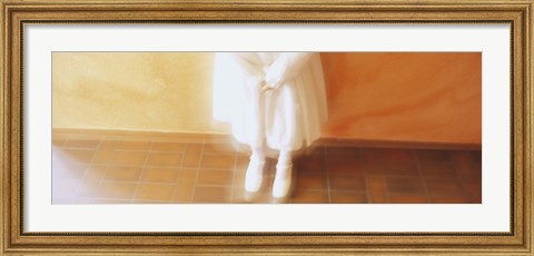 Framed High Angle View Of A Girl Standing In Front Of A Wall, Germany Print