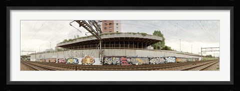 Framed Graffiti on the wall along a railroad track, Basel, Switzerland Print