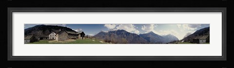 Framed Low angle view of mountains, Navone Village, Blenio Valley, Ticino, Switzerland Print