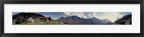 Framed Low angle view of mountains, Navone Village, Blenio Valley, Ticino, Switzerland Print