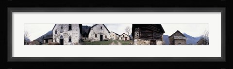 Framed Low angle view of houses in a village, Navone Village, Blenio Valley, Ticino, Switzerland Print