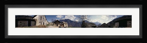Framed Low angle view of mountains near a village, Navone Village, Blenio Valley, Ticino, Switzerland Print