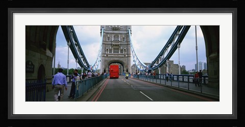 Framed Bus on a bridge, London Bridge, London, England Print