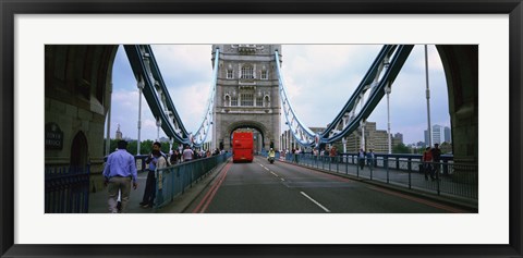 Framed Bus on a bridge, London Bridge, London, England Print