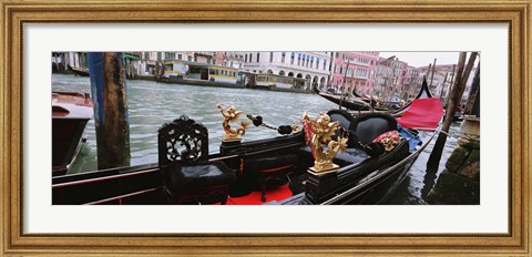 Framed Close-up of a gondola in a canal, Grand Canal, Venice, Italy Print