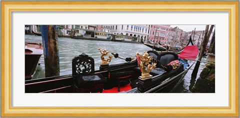 Framed Close-up of a gondola in a canal, Grand Canal, Venice, Italy Print