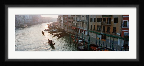 Framed Gondolas in the Grand Canal, Venice, Italy (black &amp; white) Print