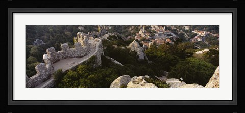 Framed High angle view of ruins of a castle, Castelo Dos Mouros, Sintra, Portugal Print