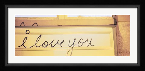 Framed Close-up of I love you written on a wall Print