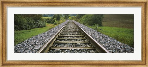 Framed Railroad track passing through a landscape, Germany Print