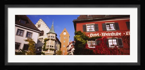 Framed Low Angle View Of Buildings In A Town, Lake Constance, Meersburg, Baden-Wurttemberg, Germany Print