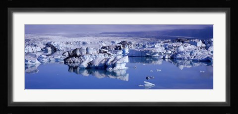 Framed Glaciers floating on water, Jokulsa River, Breidamerkursandur, Jokulsarlon Glacial Lagoon, Vatnajokull, Iceland Print