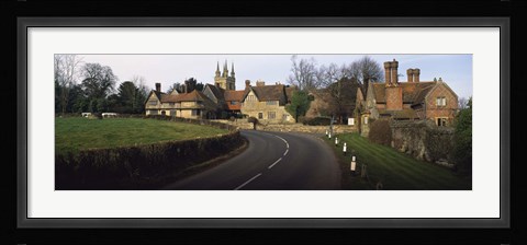 Framed Houses along a road, Penhurst, Kent, England Print