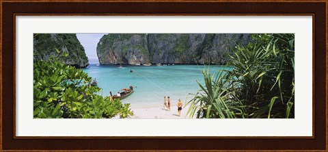 Framed High angle view of tourists on the beach, Mahya Beach, Ko Phi Phi Lee, Phi Phi Islands, Thailand Print