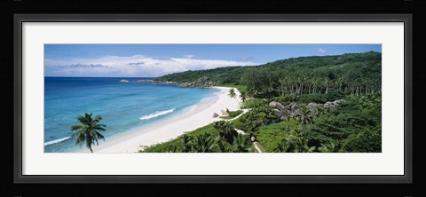 Framed High angle view of the beach, Grand Anse Beach, La Digue Island, Seychelles Print
