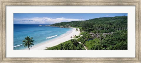 Framed High angle view of the beach, Grand Anse Beach, La Digue Island, Seychelles Print