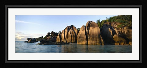 Framed Rock formations at the waterfront, Anse Source D'argent Beach, La Digue Island, Seychelles Print