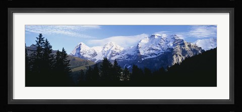 Framed Snow covered mountains on a landscape, Bernese Oberland, Switzerland Print