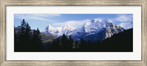 Framed Snow covered mountains on a landscape, Bernese Oberland, Switzerland Print