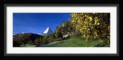 Framed Low angle view of a snowcapped mountain, Matterhorn, Valais, Switzerland Print